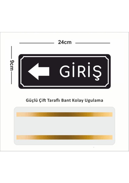 Giriş Sol - Ofis Departman Kapı Isimliği, Yönlendirme Levhası 24X9 cm 4mm fiyatları