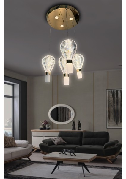 Paraşüt 4 \'lü Modern Salon LED Avize