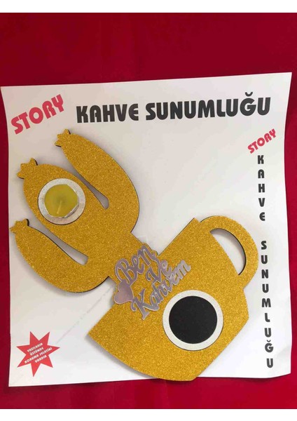 Kaktüs Desenli Kahve Sunum Tepsisi