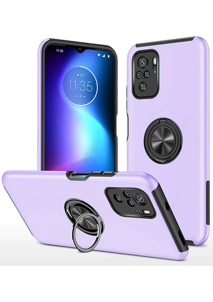 Xiaomi Poco F3 Kılıf Elit Yüzüklü Kapak - Mor Bstmy