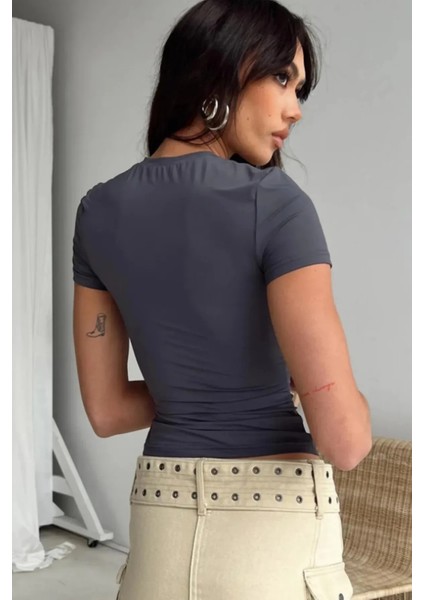 Bisiklet Yaka Basic Kısa Kollu Esnek Body