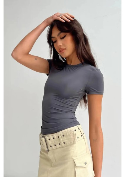 Bisiklet Yaka Basic Kısa Kollu Esnek Body