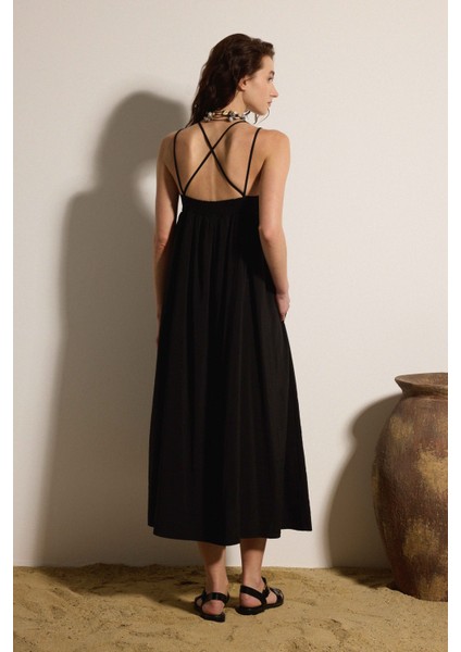 Askılı Kuplu Kupro Maxi Elbise fırsatları