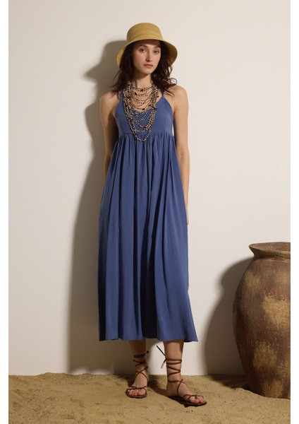 Askılı Kuplu Kupro Maxi Elbise fırsatları