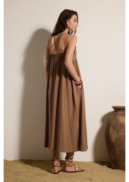 Askılı Kuplu Kupro Maxi Elbise fırsatları
