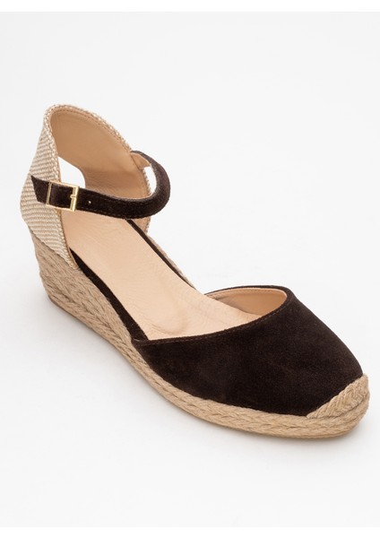 Aldea Kahverengi Süet Hakiki Deri Kadın Dolgu Topuk Sandalet modelleri