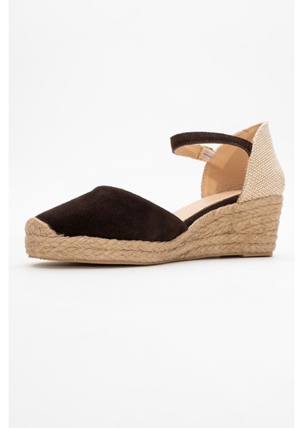 Aldea Kahverengi Süet Hakiki Deri Kadın Dolgu Topuk Sandalet fırsatları