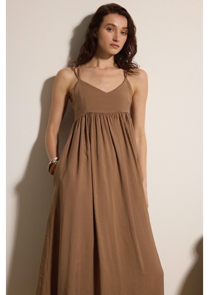 Askılı Kuplu Kupro Maxi Elbise fiyatları