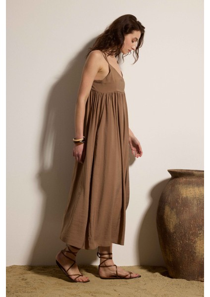 Askılı Kuplu Kupro Maxi Elbise modelleri