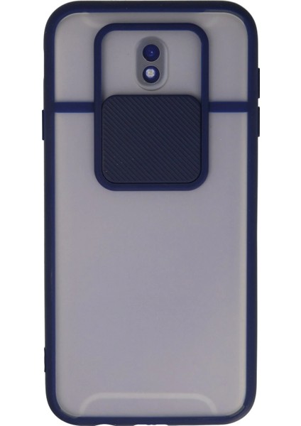 Samsung Galaxy J7 Pro / J730 Kılıf Palm Buzlu Kamera Sürgülü Silikon - Lacivert Bstmy