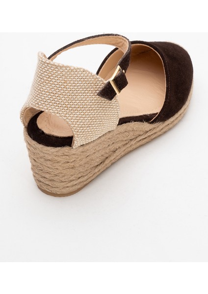 Aldea Kahverengi Süet Hakiki Deri Kadın Dolgu Topuk Sandalet indirimleri