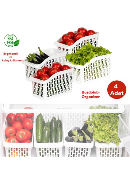 Org-24 4 Lü Çok Amaçlı Plastik Dolap Içi Düzenleyici Saklama Kutusu Organizer Sepet