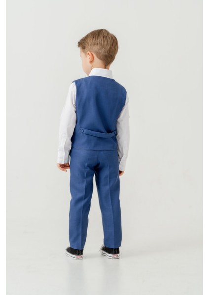 Erkek Çocuk Yelekli Slim Fit Takım Elbise – 4 Parça (Yelek, Pantolon, Gömlek, Papyon) TE.7026 indirimleri