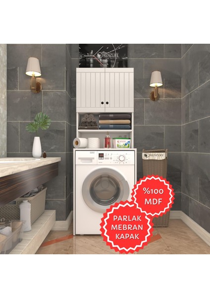 Kenzlife Membran Çamaşır Makinesi Dolabı Hayzum Byzbyz Çitçit 180*66*55 Mebran Kapak Mdf Gövde