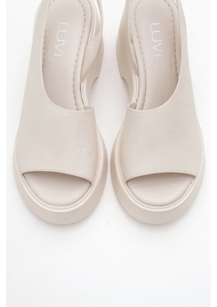 Roy Ekru Cilt Hakiki Deri Kadın Dolgu Topuklu Sandalet fiyatları