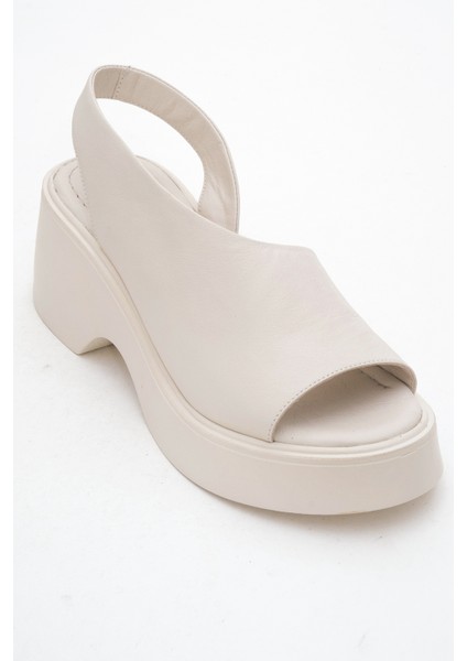 Roy Ekru Cilt Hakiki Deri Kadın Dolgu Topuklu Sandalet modelleri