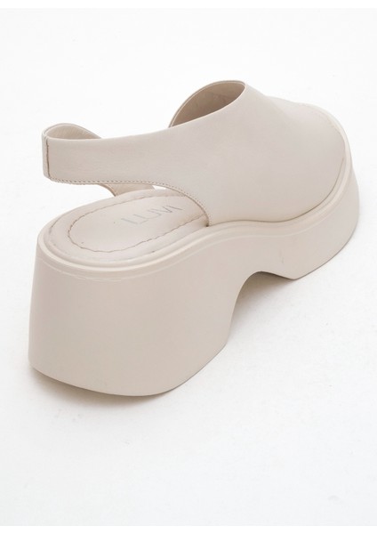 Roy Ekru Cilt Hakiki Deri Kadın Dolgu Topuklu Sandalet indirimleri