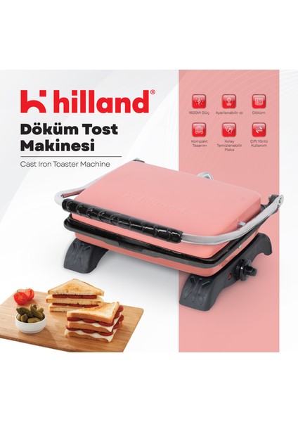 Organik %100 Demir Döküm Plakalı Tost Makinesi - Temizleme Fırçası Hediyeli