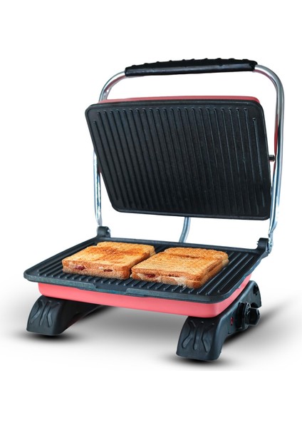 Organik %100 Demir Döküm Plakalı Tost Makinesi - Temizleme Fırçası Hediyeli