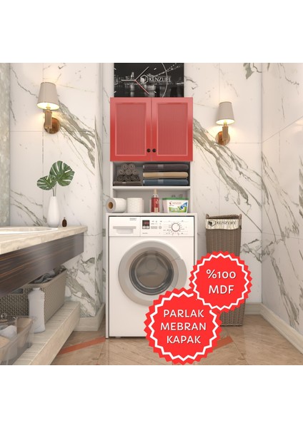 Kenzlife Membran Çamaşır Makinesi Dolabı Hayzum Krmbyz Çubuk 180*66*55 Mebran Kapak Mdf Gövde