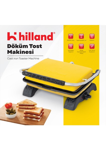 Organik %100 Demir Döküm Plakalı Tost Makinesi - Temizleme Fırçası Hediyeli