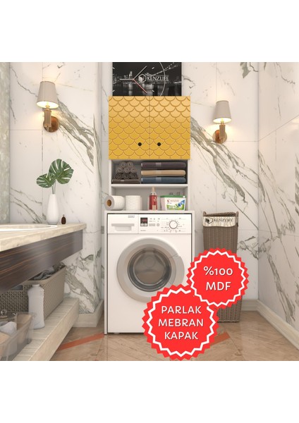 Kenzlife Membran Çamaşır Makinesi Dolabı Hayzum Hrdbyz Petek 180*66*55 Mebran Kapak Mdf Gövde