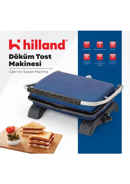 Organik %100 Demir Döküm Plakalı Tost Makinesi - Temizleme Fırçası Hediyeli