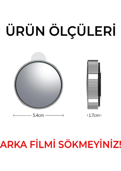 Vantuzlu Oto Kör Nokta Aynası Ayarlanabilir Tak-Çıkar Dönerli Prizmatik 360 Derece Krom Çerçeveli