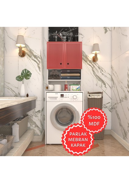 Kenzlife Membran Çamaşır Makinesi Dolabı Hayzum Krmbyz Inceince 180*66*55 Mebran Kapak Mdf Gövde