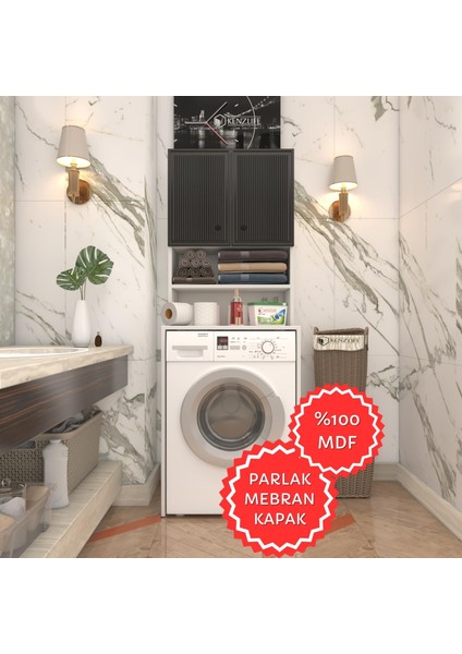 Kenzlife Membran Çamaşır Makinesi Dolabı Hayzum Syhbyz Inceince 180*66*55 Mebran Kapak Mdf Gövde