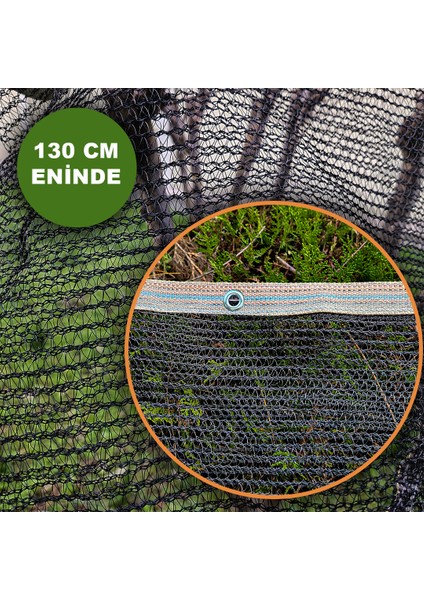 130 cm Eninde Siyah Kuş Filesi Balkon Perdesi Hazır Kopçalı Kedi Koruma Ağı Dolu Filesi Misina File Kuş Önleme Filesi (Uzunluk Seç)