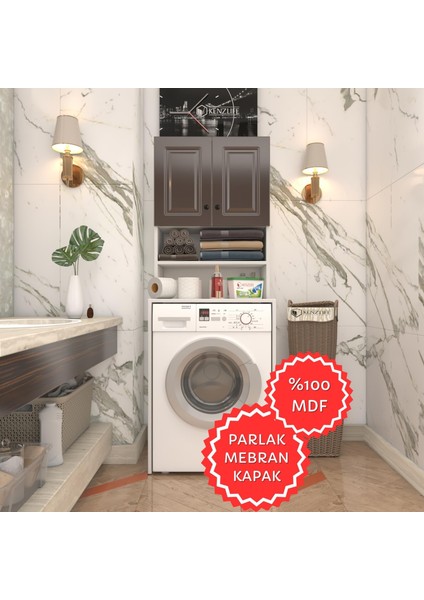 Kenzlife Membran Çamaşır Makinesi Dolabı Hayzum Khvbyz Çerçeve 180*66*55 Mebran Kapak Mdf Gövde