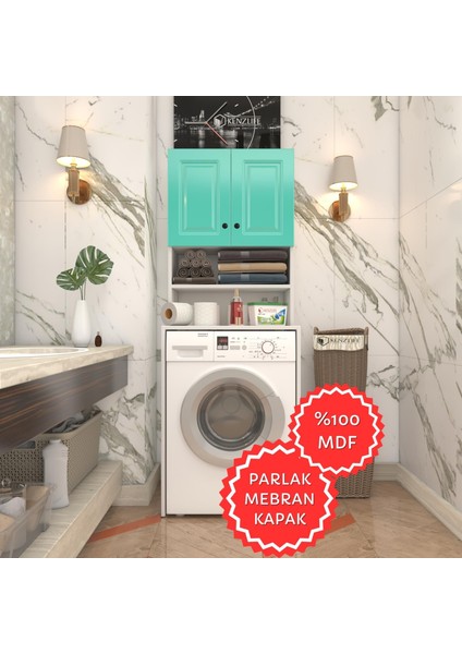 Kenzlife Membran Çamaşır Makinesi Dolabı Hayzum Trkbyz Çerçeve 180*66*55 Mebran Kapak Mdf Gövde