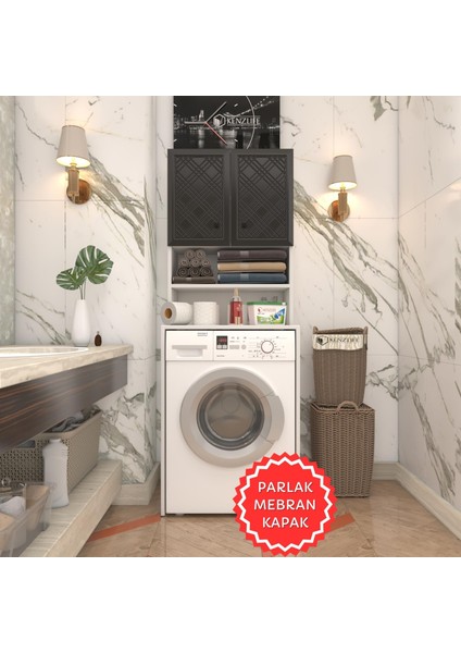 Kenzlife Membran Çamaşır Makinesi Dolabı Hayzum Syhbyz Hasır 180*66*55 Mebran Kapak Suntalam Gövde