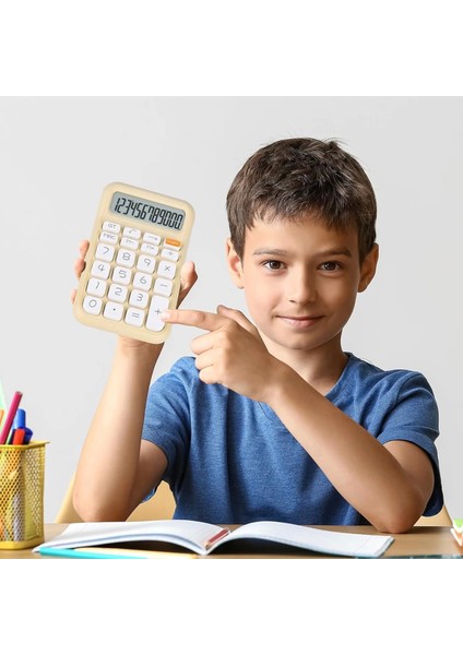 Krem Renk Beyaz Tuş 12 Haneli Hesap Makinesi (4887)