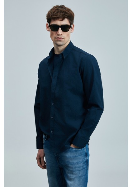 Lufian Ellery Erkek Basic Gömlek Regular Fit Lacivert