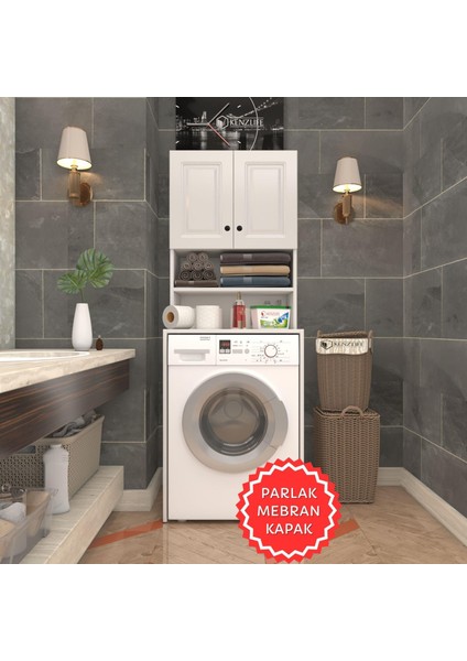 Kenzlife Membran Çamaşır Makinesi Dolabı Hayzum Byzbyz Çerçeve 180*66*55 Mebran Kapak Suntalam Gövde