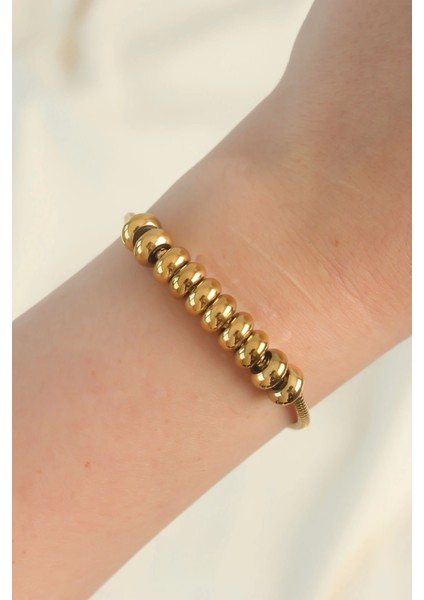 316L Çelik Gold Renk Oval Figürlü Bileklik - TJ-BB6096