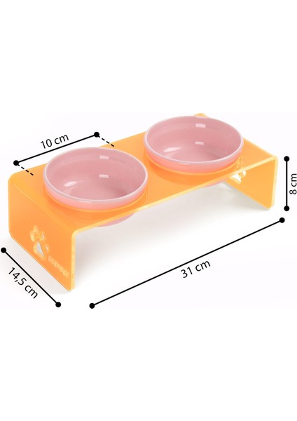 2'li Turuncu Pleksi Dekoratif Kedi ve Köpek Seramik Mama & Su Kabı Paspas Hediye modelleri