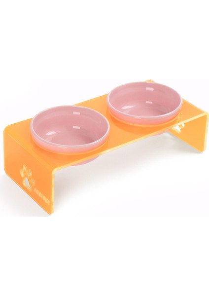 2'li Turuncu Pleksi Dekoratif Kedi ve Köpek Seramik Mama & Su Kabı Paspas Hediye fırsatları