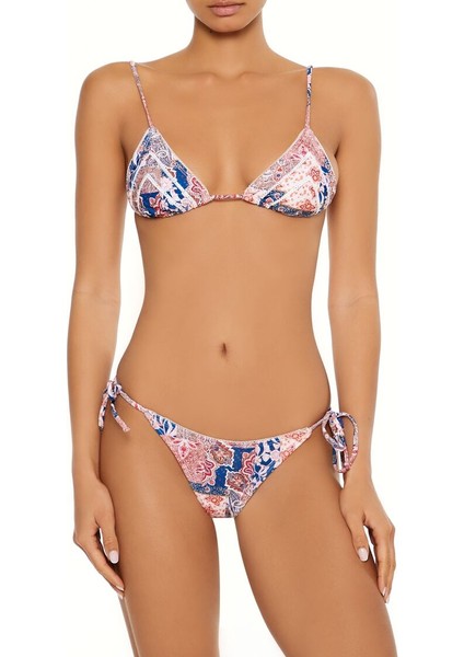 Desenli Üçgen Bikini Üstü