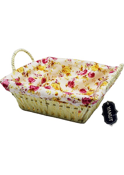 Kare Renkli Bezli Hasır Ekmek Sepeti (4767) - MCT4294-1588