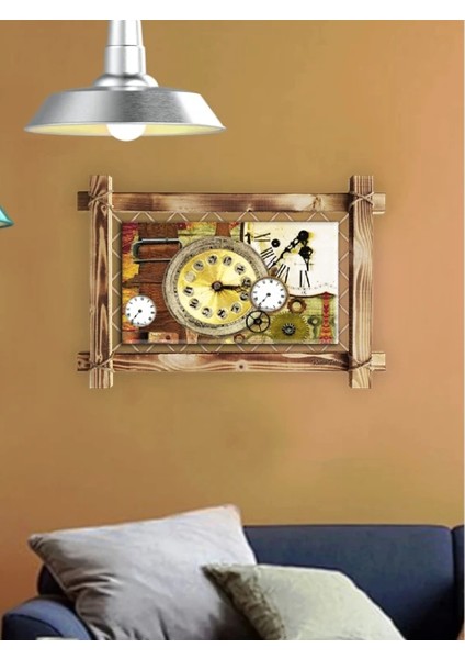 - Rustik Işıksız Zaman Saat Tablo