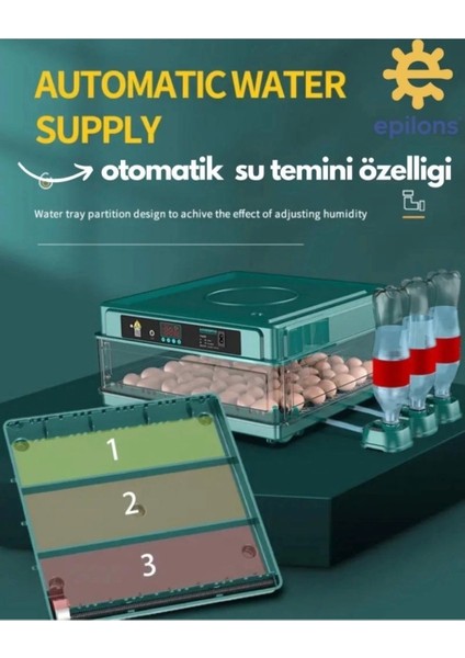 Kuluçka Makinesi Extra Hediyeli 130 Lu Tam Otomatik Yedek Motorlu
