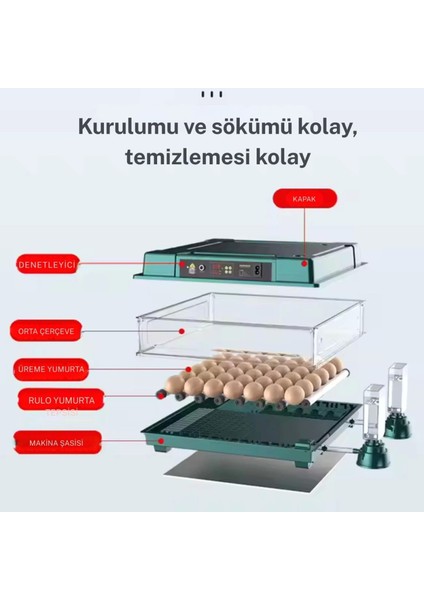 Slim Model 130’LU Gün Sayaçlı Tam Otomatik Kuluçka Makinesi – Yedek Motor + Su Kabı + Qr Videolu Kurulum