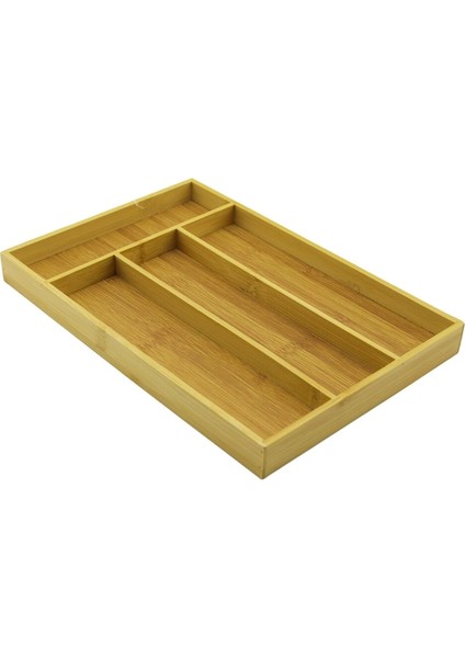 4 Bölmeli Ahşap Bambu Kaşıklık 22.5 x 33.5cm (4887)