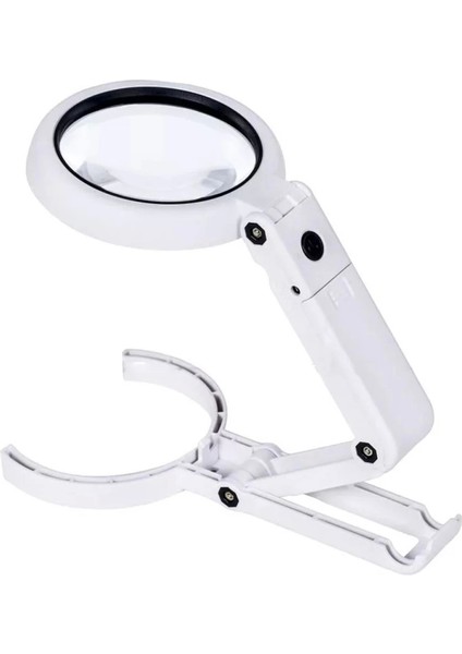 USB Şarj Edilebilir Katlanabilir 3.5 - 10X Büyüteç 8 Ledli Masa ve Eliçin Büyüteç FS90RC
