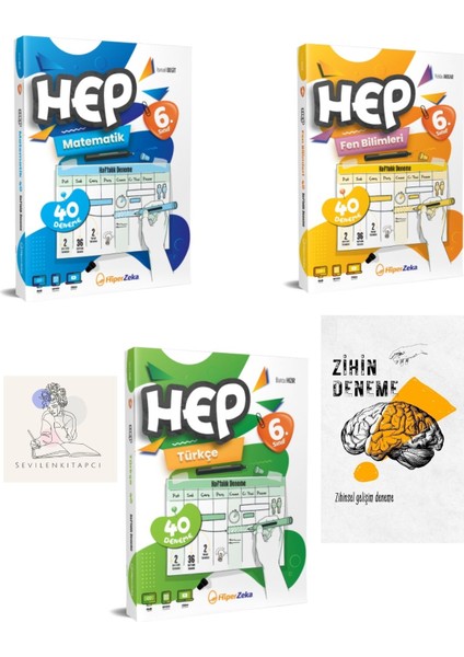 Yayınları Hiperzeka 6.sınıf Mat-Fen-Türkçe Hep Haftalık Deneme SET+ZİHİNDENEME-SSSK733