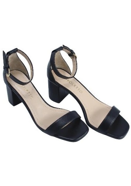 Hakiki Deri Sıyah Sandalet Topuklu 1918 33 modelleri