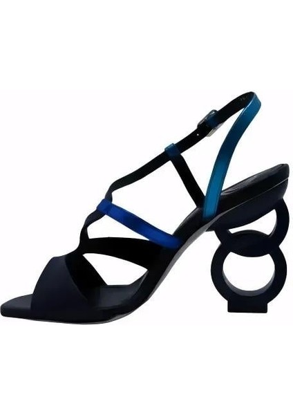 Hakiki Deri Sax Mavı-Lacıvert-Turkuaz-Sıyah Sandalet Topuklu 6564 220 fiyatları